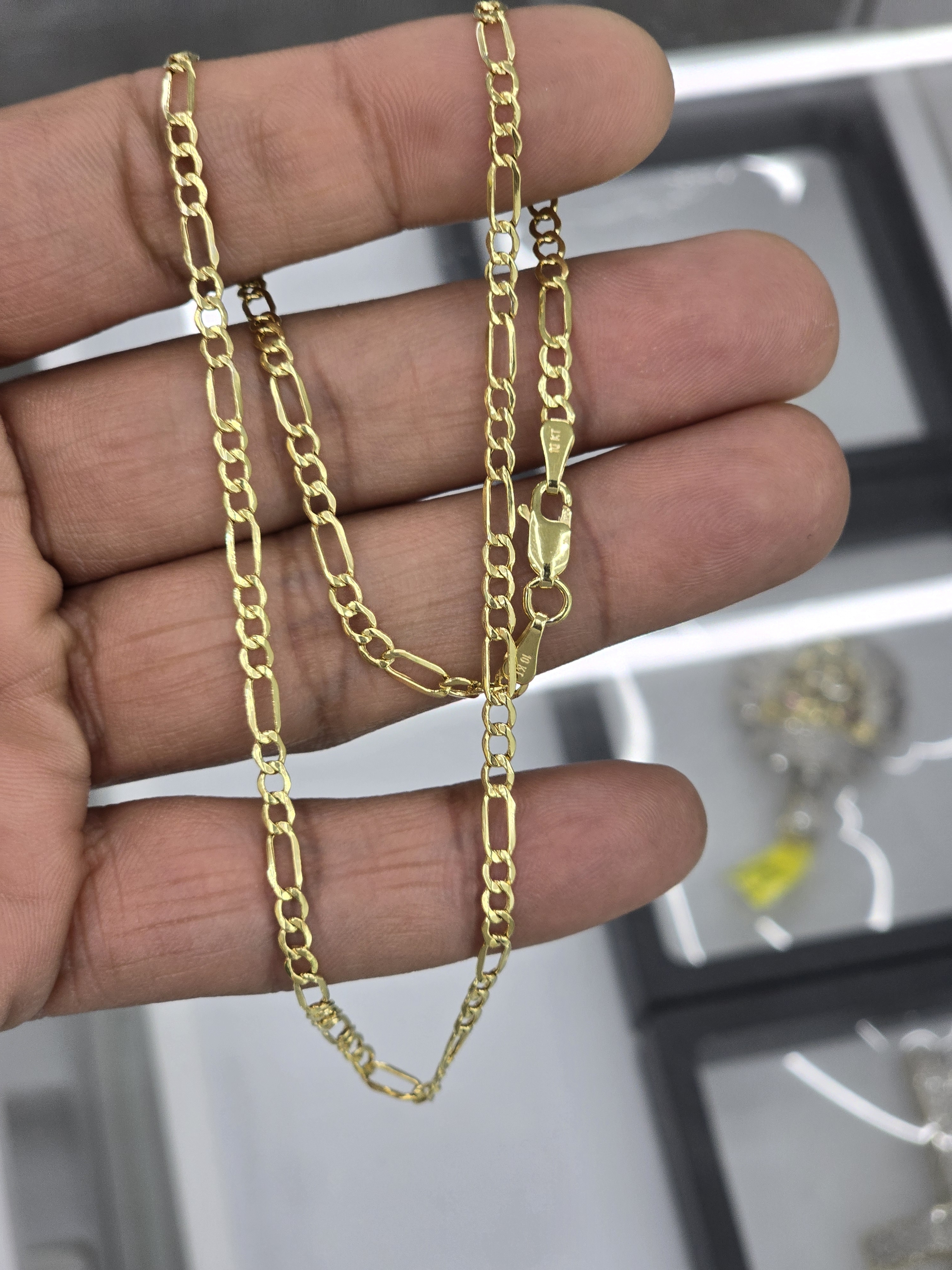 10kt Real Gold Figaro Chaim 3.1 Mm 16 Inches